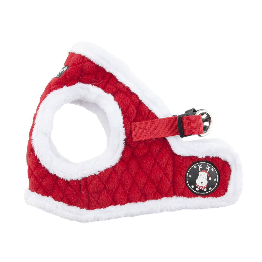 Harnais Puppia Blitzen vest quilté rouge, confort doux pour sorties hivernales.