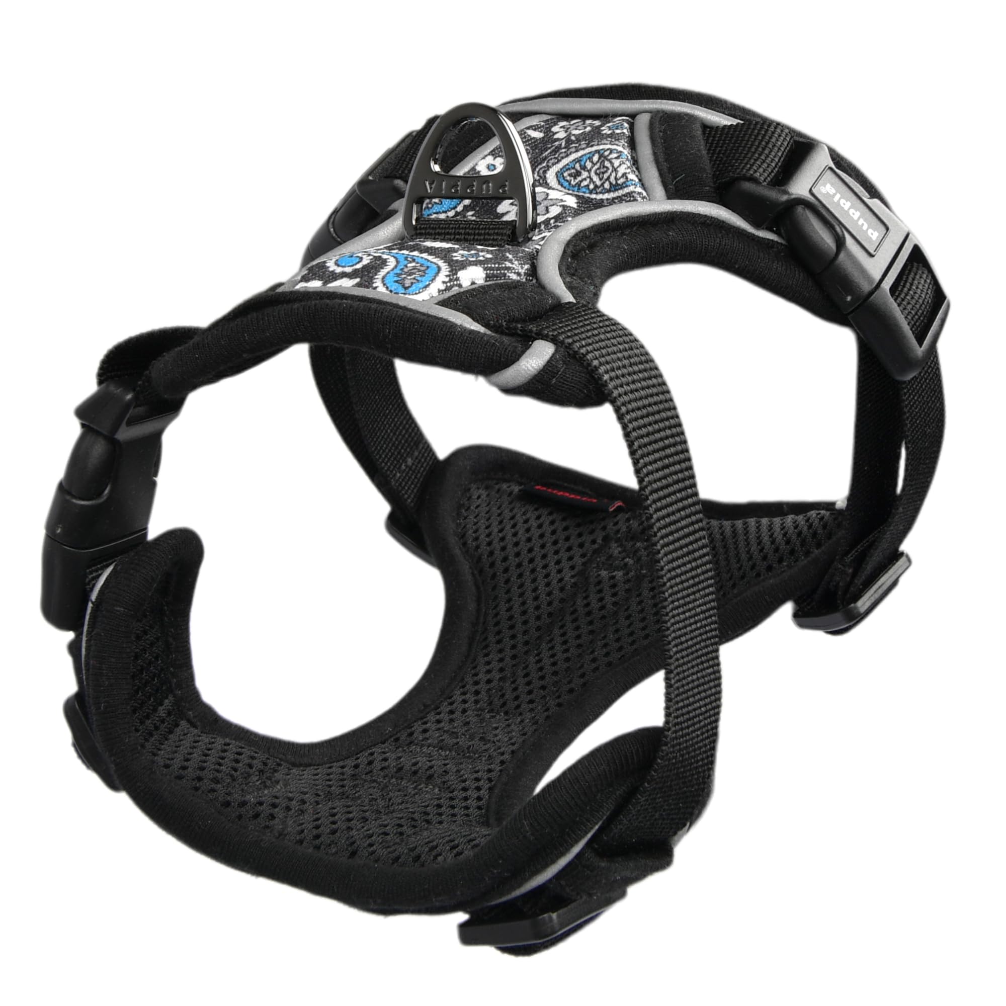 Harnais Puppia Cynthia avec motif floral, vue avant, confort pour promenades.