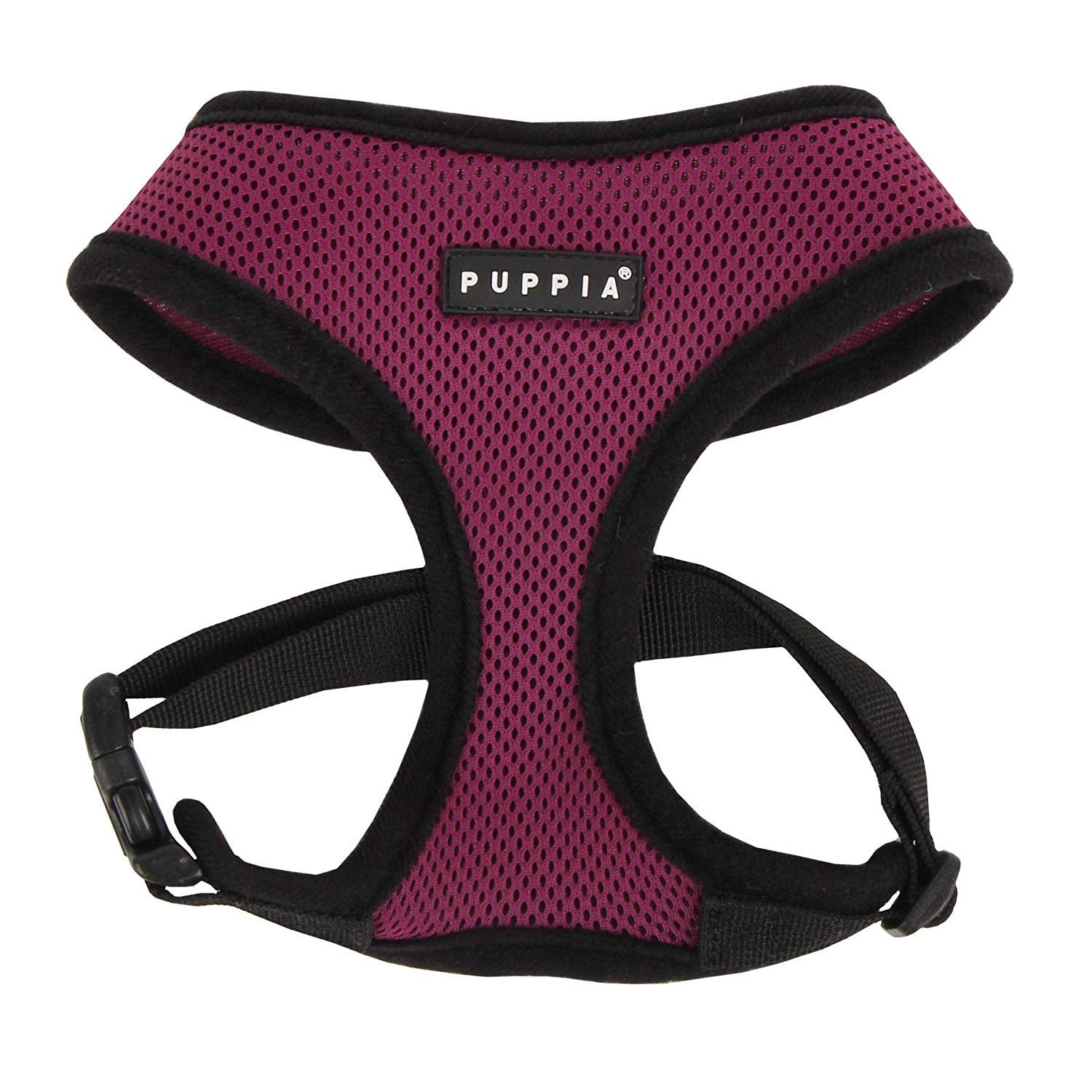 Harnais Puppia doux, triple couche mesh violet, confort optimal pour chien.