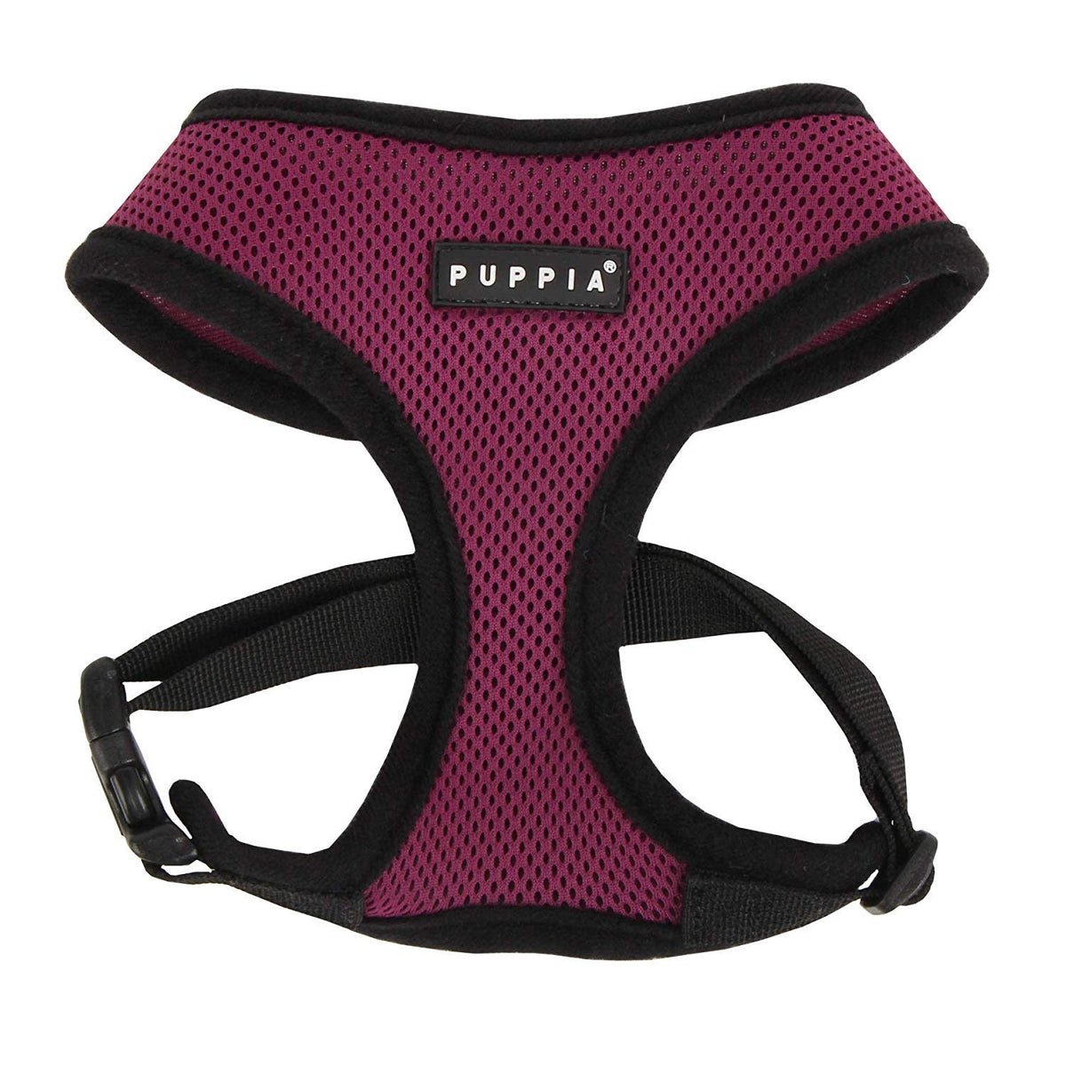 Harnais Puppia doux, triple couche mesh violet, confort optimal pour chien.