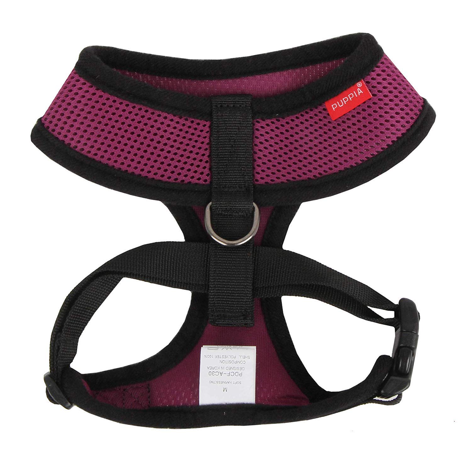 Harnais Puppia poitrine ajustable avec boucle rapide, violet, mise en place facile.