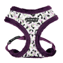 Harnais Puppia Huxley hiver léopard violet, soutien sûr pour petit et moyen chien.