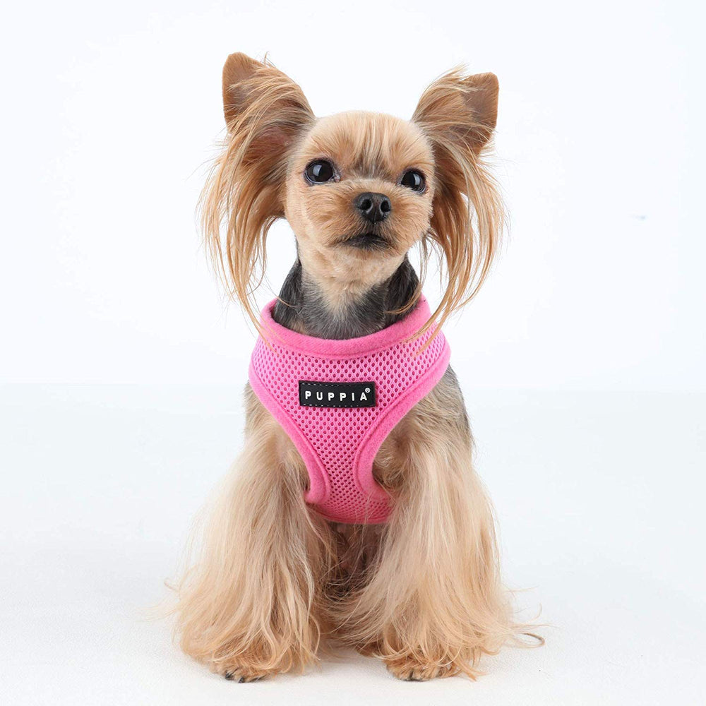 Ouverture du cou rembourrée Puppia rose, confort lors des promenades.