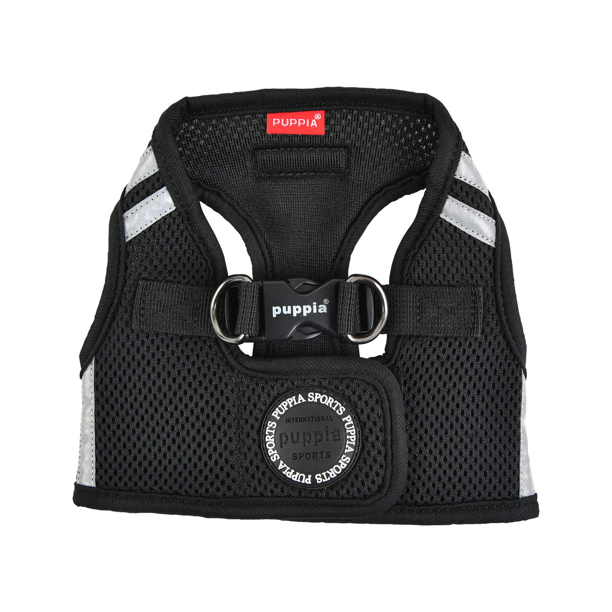 Puppia Soft Vest Harness Pro noir XL, vue avant; confort et contrôle améliorés pour promenades.