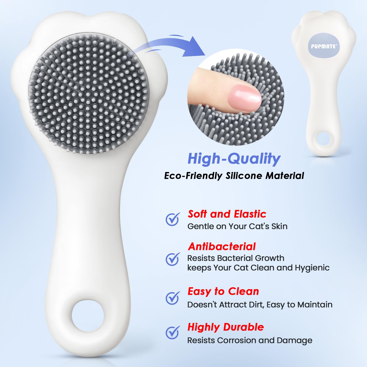 Brosse en silicone offerte avec le kit PUPMATE, massage agréable.