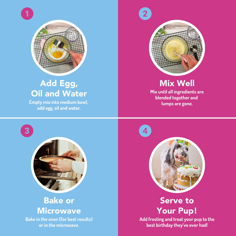 Puppy Cake Emballage clair et étapes d’utilisation simples.