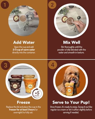 Bol et cuillère montrant Hoggin Dogs – glace pour chien prête à congeler, récompense rafraîchissante.