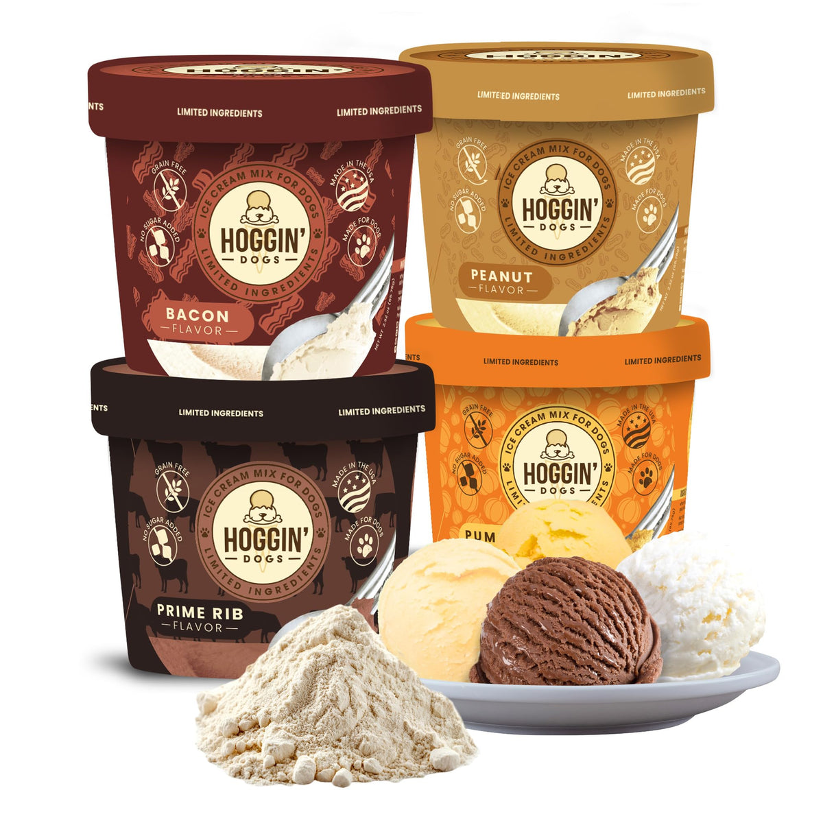 Puppy Cake Hoggin Dogs – mélange glace prêt à faire pour chien, sans sucre ajouté.