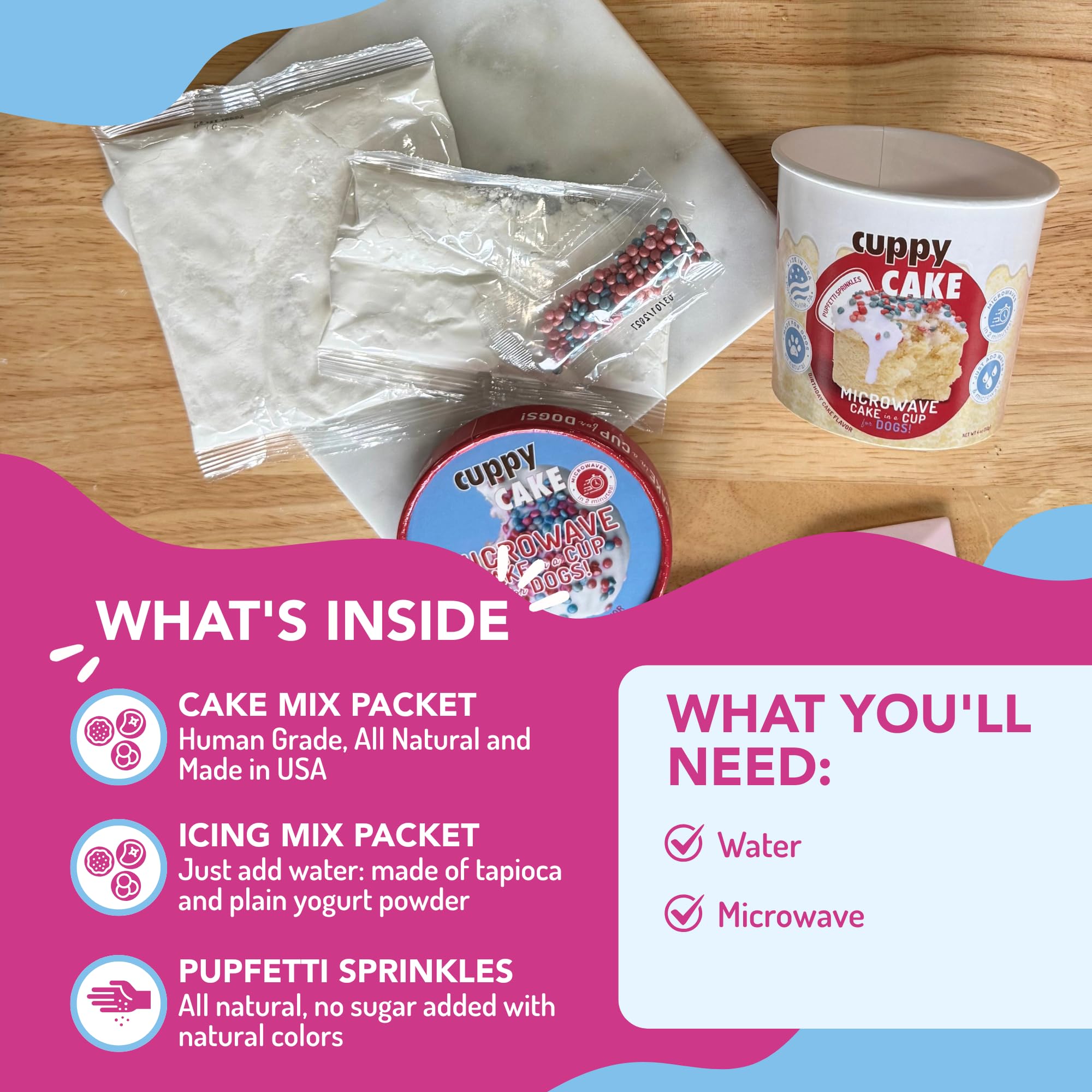 Puppy Cake ingrédients riz-lait-vanille pour chien.