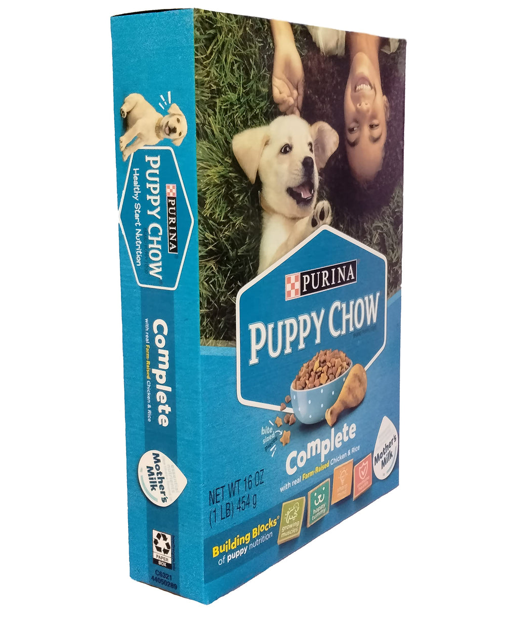 Puppy Chow croquettes petites faciles à manger pour chiots curieux et actifs.