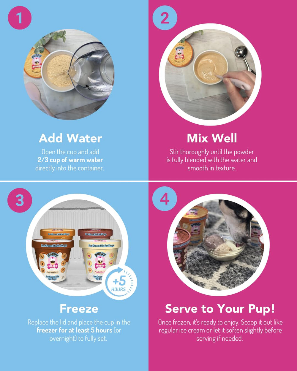 Puppy Scoops – Emballage avec couvercle réutilisable pour conservation pratique.