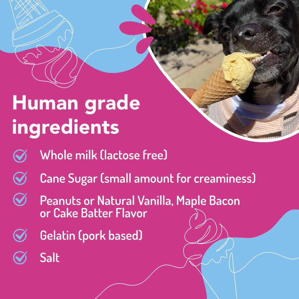 Puppy Scoops poudre-glace-canine : préparation simple jusqu'à congélation pour des douceurs maison.