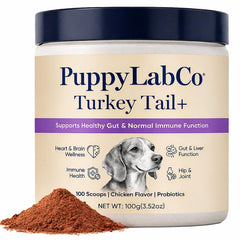 PuppyLabCo queue-de-dinde – poudre probiotiques pour digestion saine chez les chiens.
