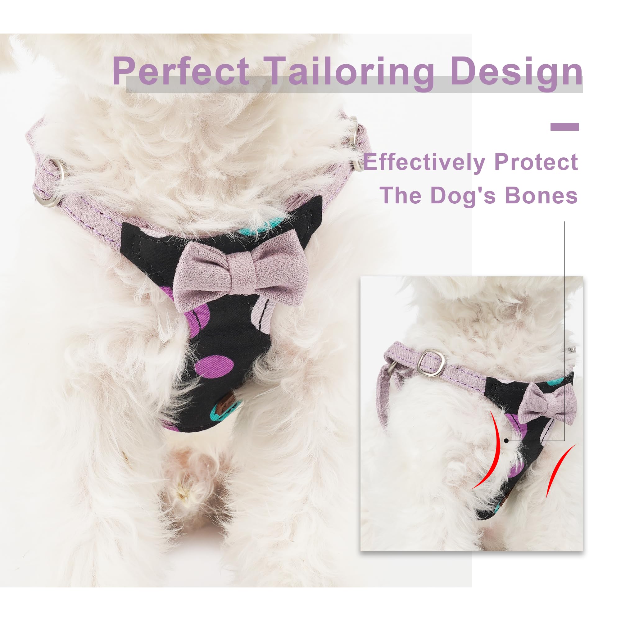 Puppytie harnais avec boucle arrondie brevetée pour ajustement sûr.