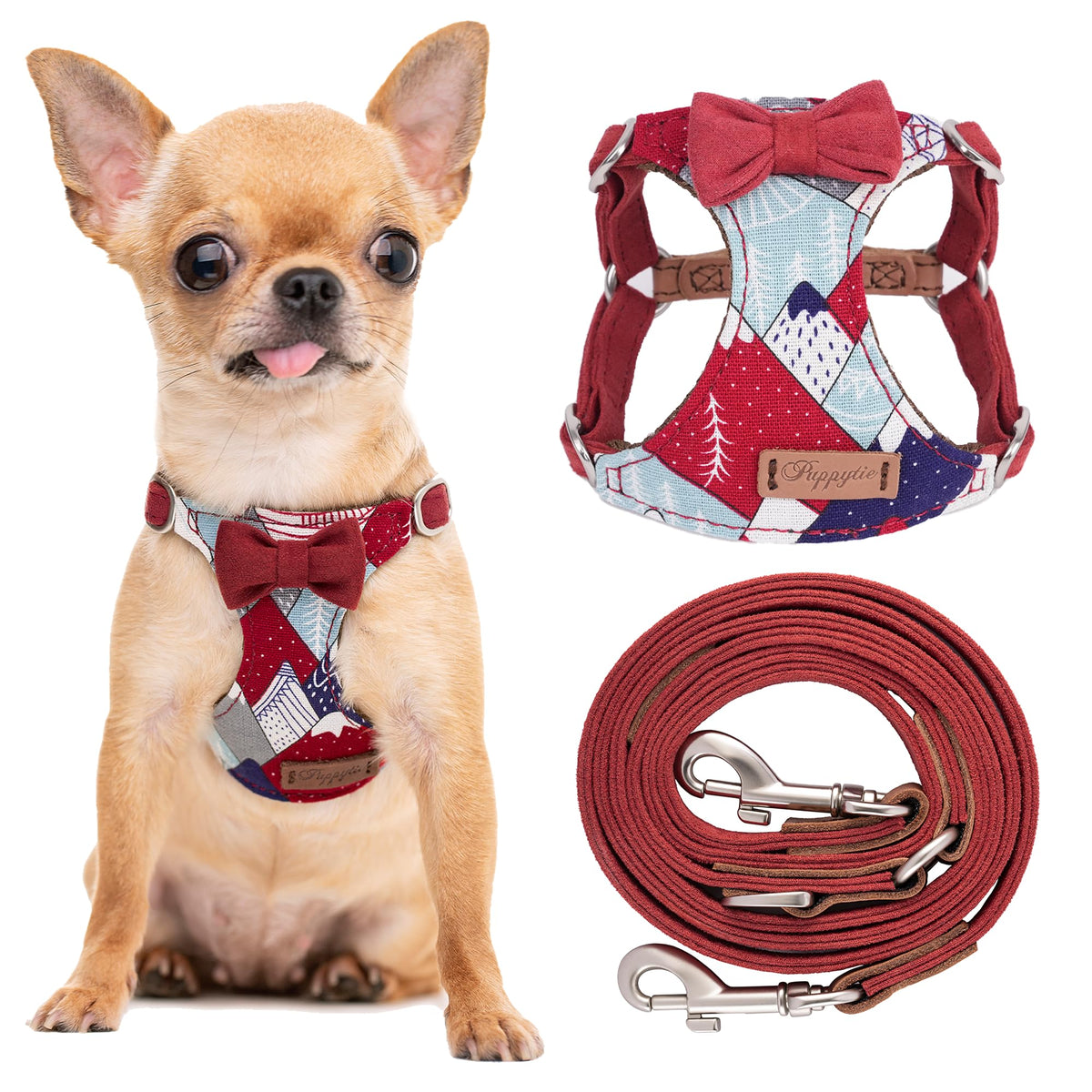 Puppytie harnais no-pull XS pour petits chiens, confort et sécurité lors des balades.
