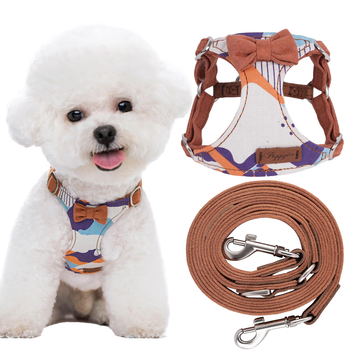 Puppytie harnais XS sans tirage pour petit chien, confort assuré.