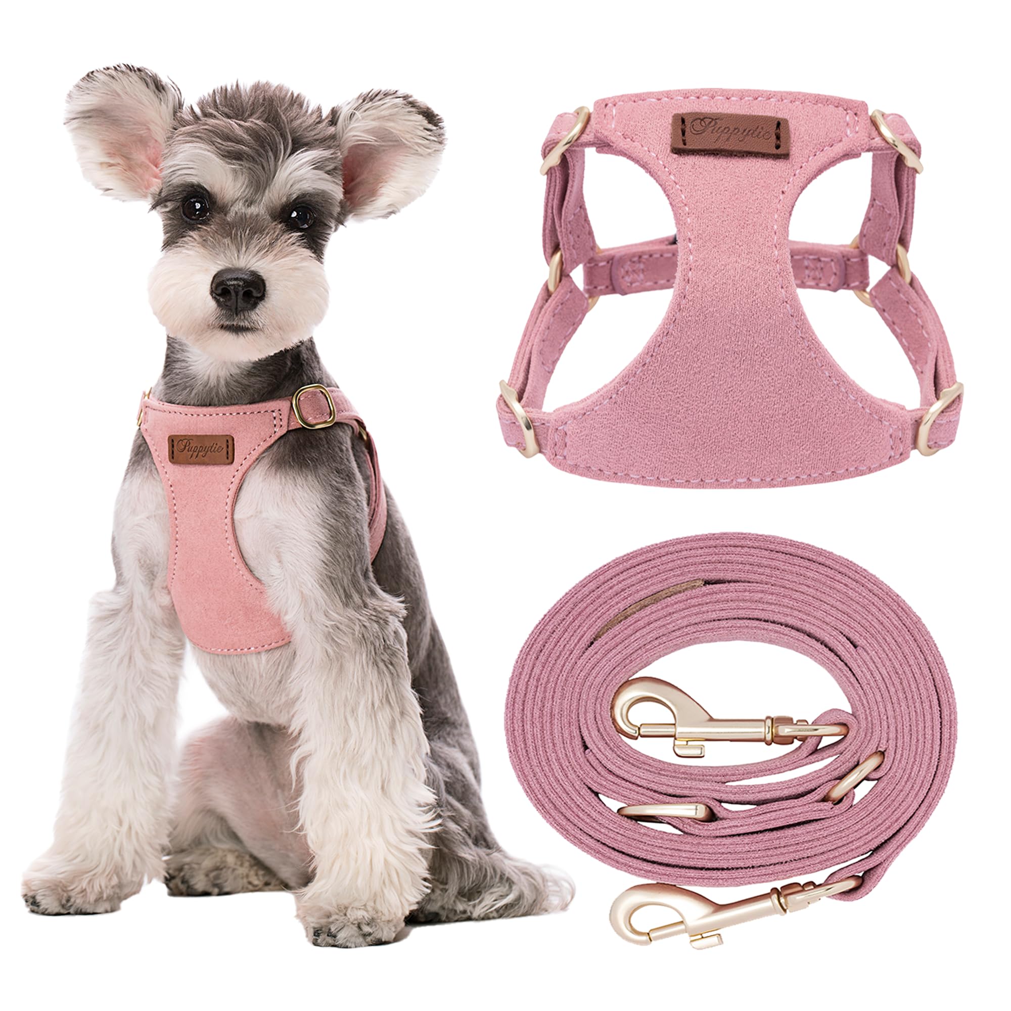 Puppytie harnais petit chien rose, confort léger pour balades sans tirage