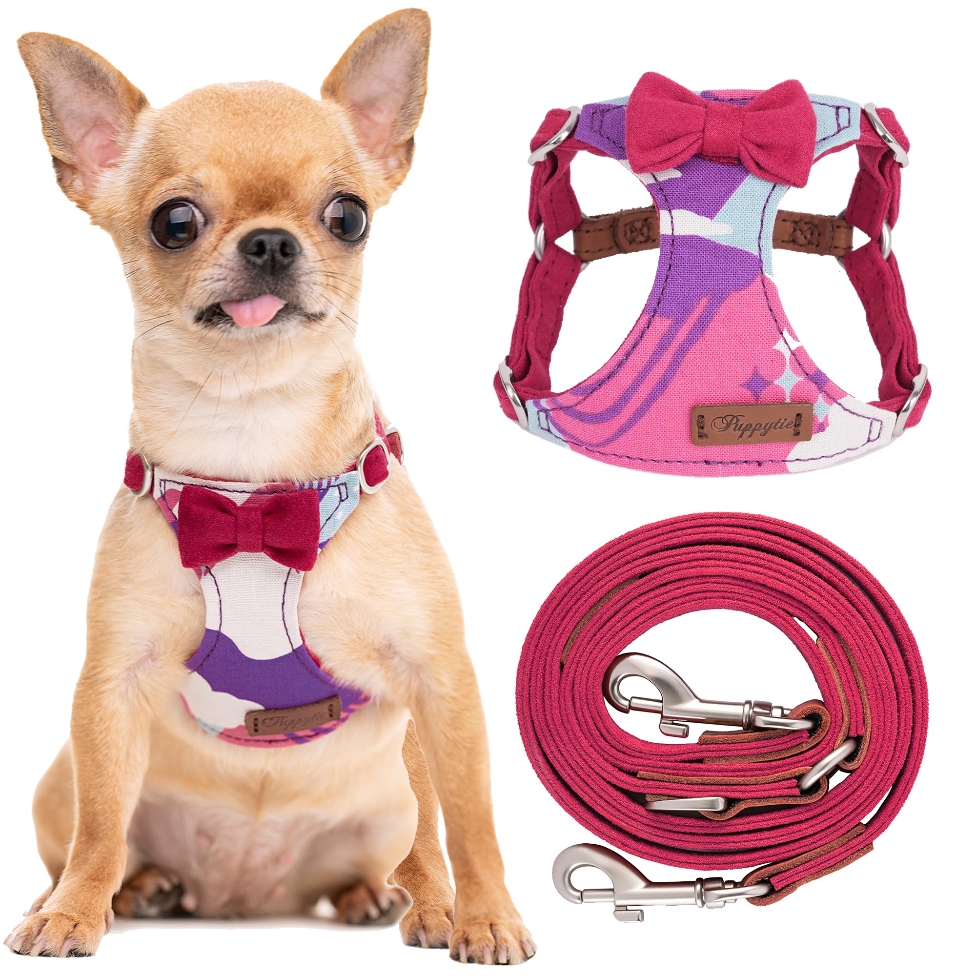 Harnais Puppytie sans tir XS léger et confortable pour petits chiens.