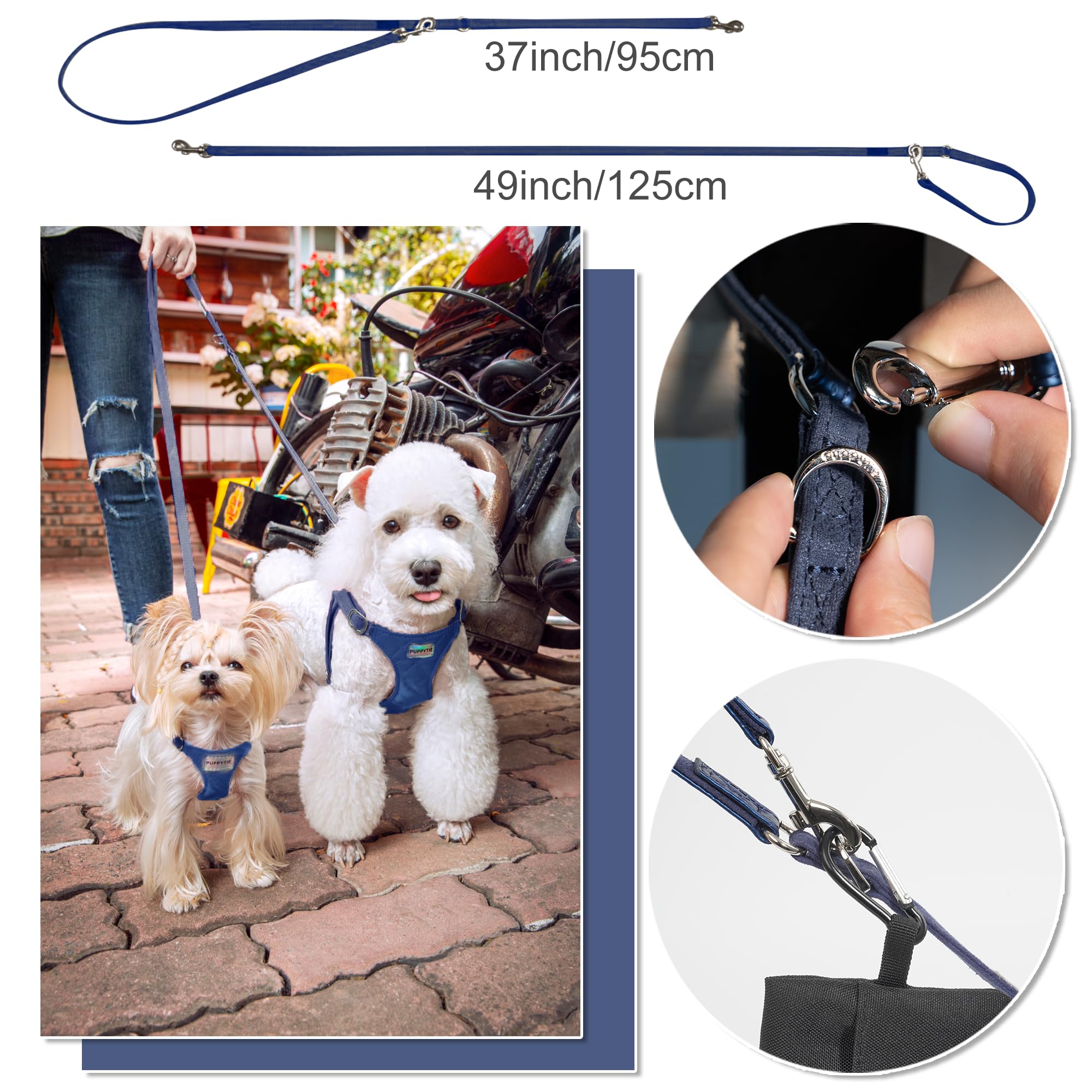 Longe multifonction Puppytie avec deux longueurs pratique pour deux chiens.