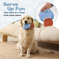 Jouet PUPROAR pour chien, raquette peluche: parfait pour lancer et rapporter.