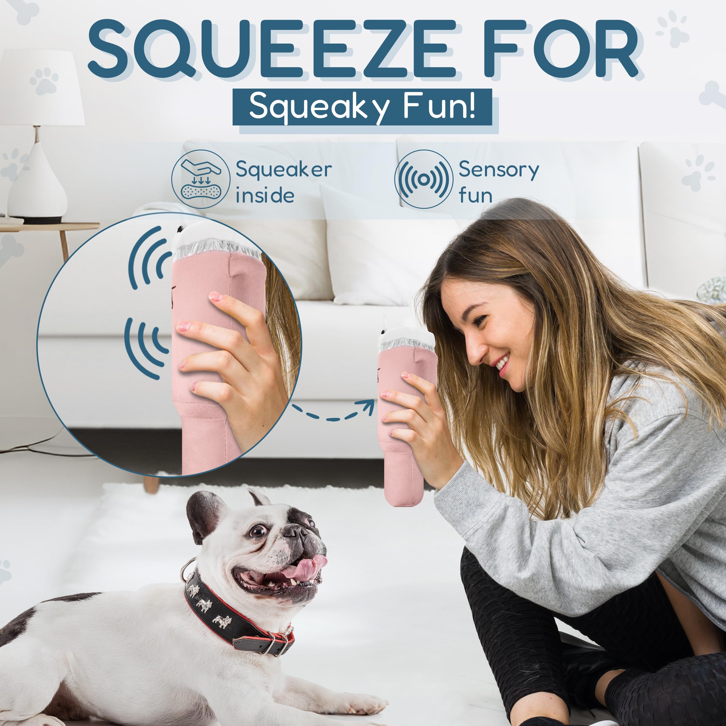 PUPROAR peluche avec sifflet, chiot près du jouet attentionné