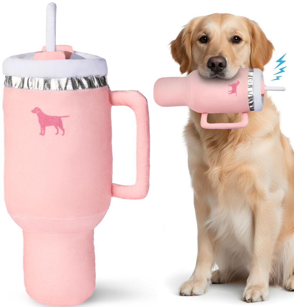 PUPROAR Pup Cup Tumbler rose pêche, jouet élégant pour chiens joueurs et câlins