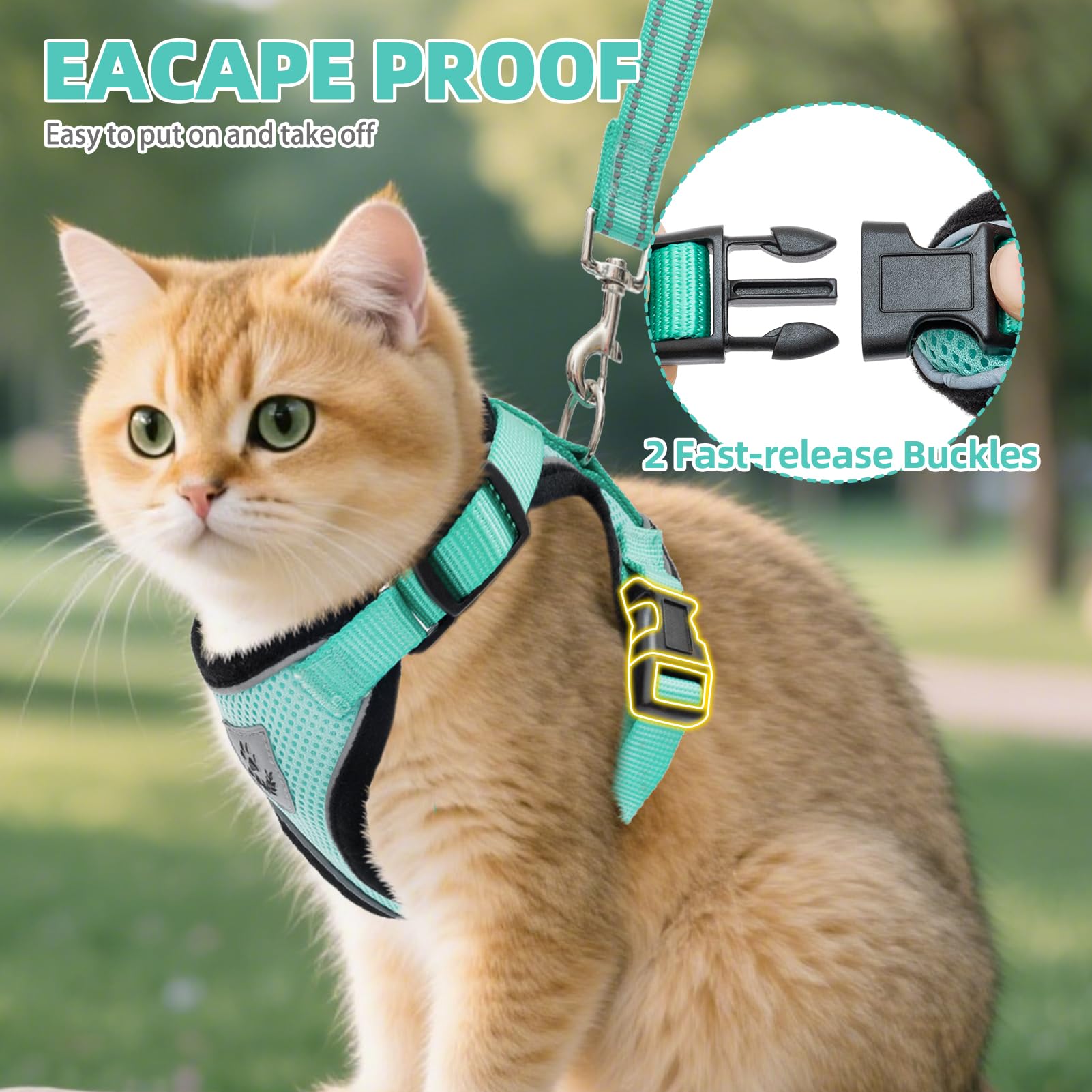 PUPTECK harnais-chat-mesh doux pour promenade confortable.