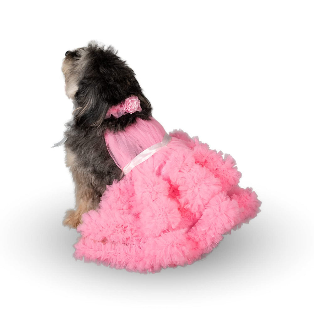 Puptail robe chien bandana fleurs pour une allure printanière et festive.