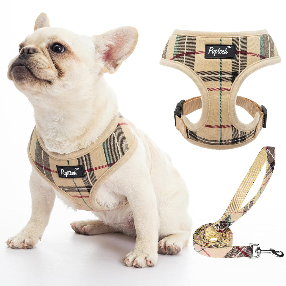 Harnais PUPTECK mesh doux beige pour chien, confort et sans tir.