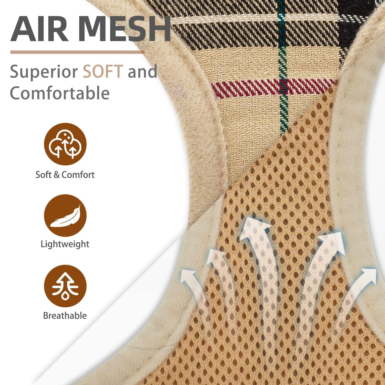 Laisse assortie PUPTECK beige, pratique et légère.