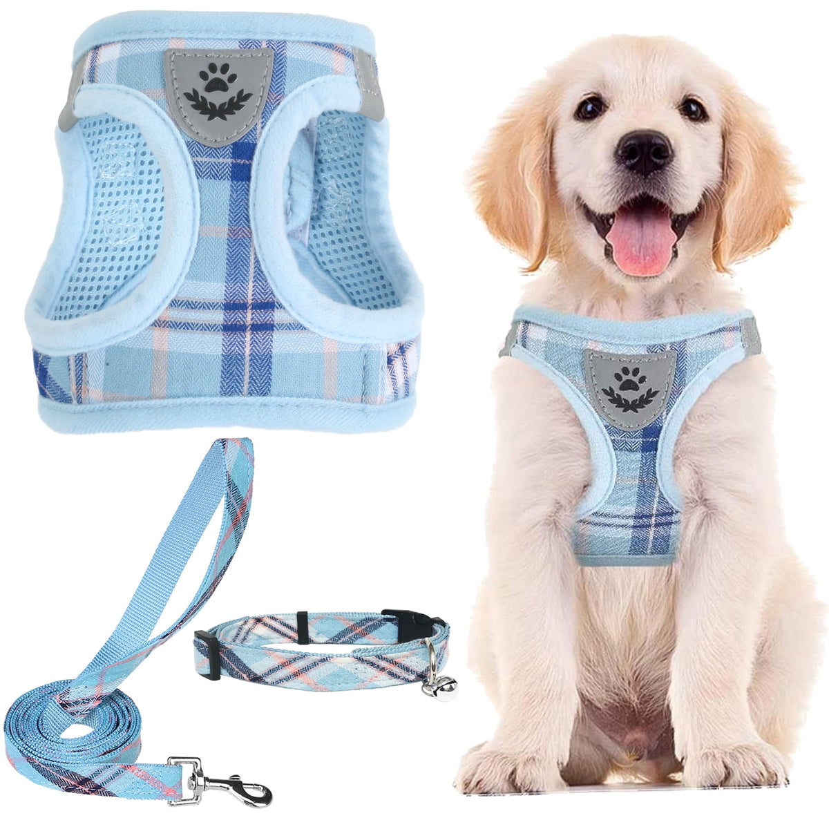 Harnais PUPTECK bleu en mesh doux pour confort quotidien
