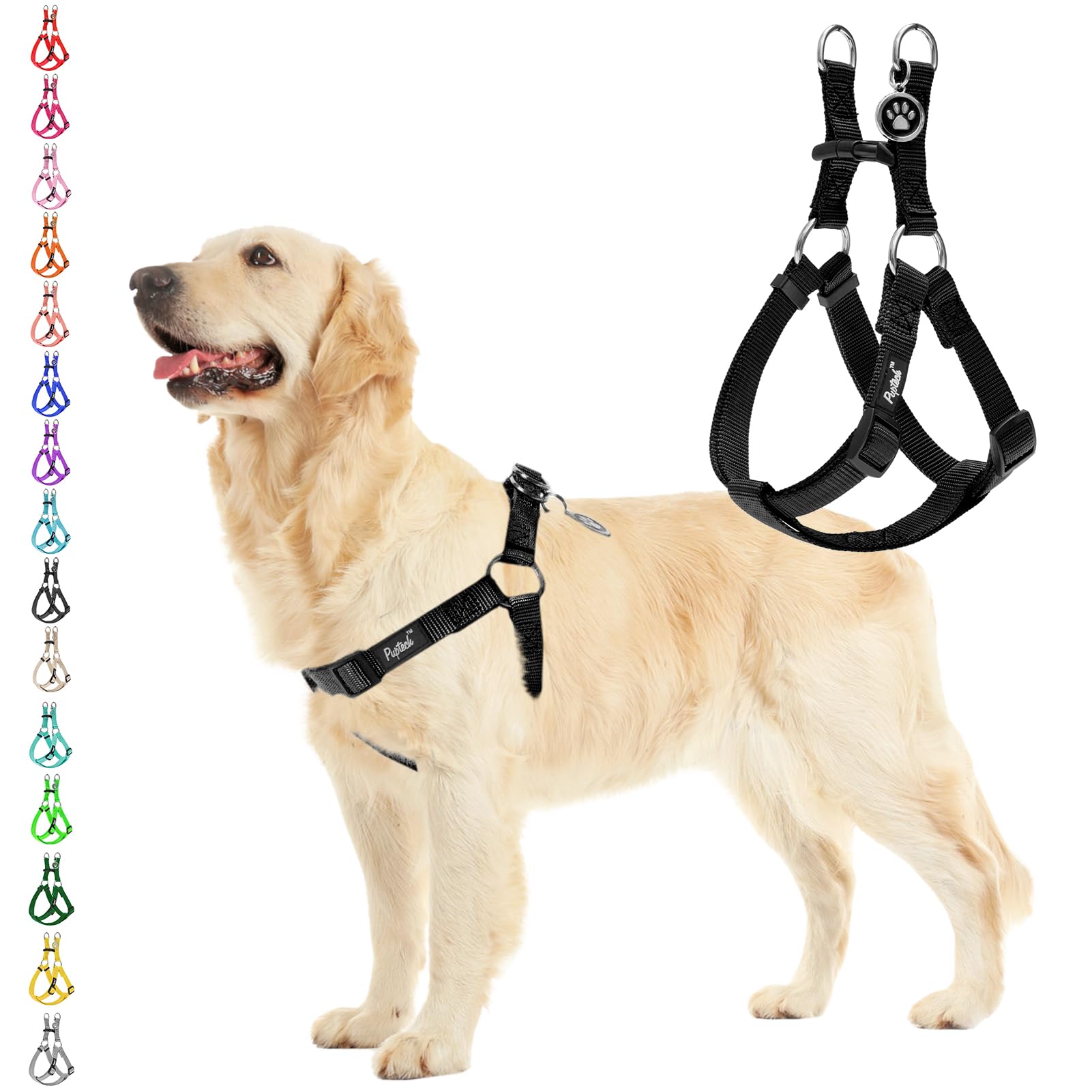 Harnais PUPTECK sans tirage, contrôle confortable lors des promenades.
