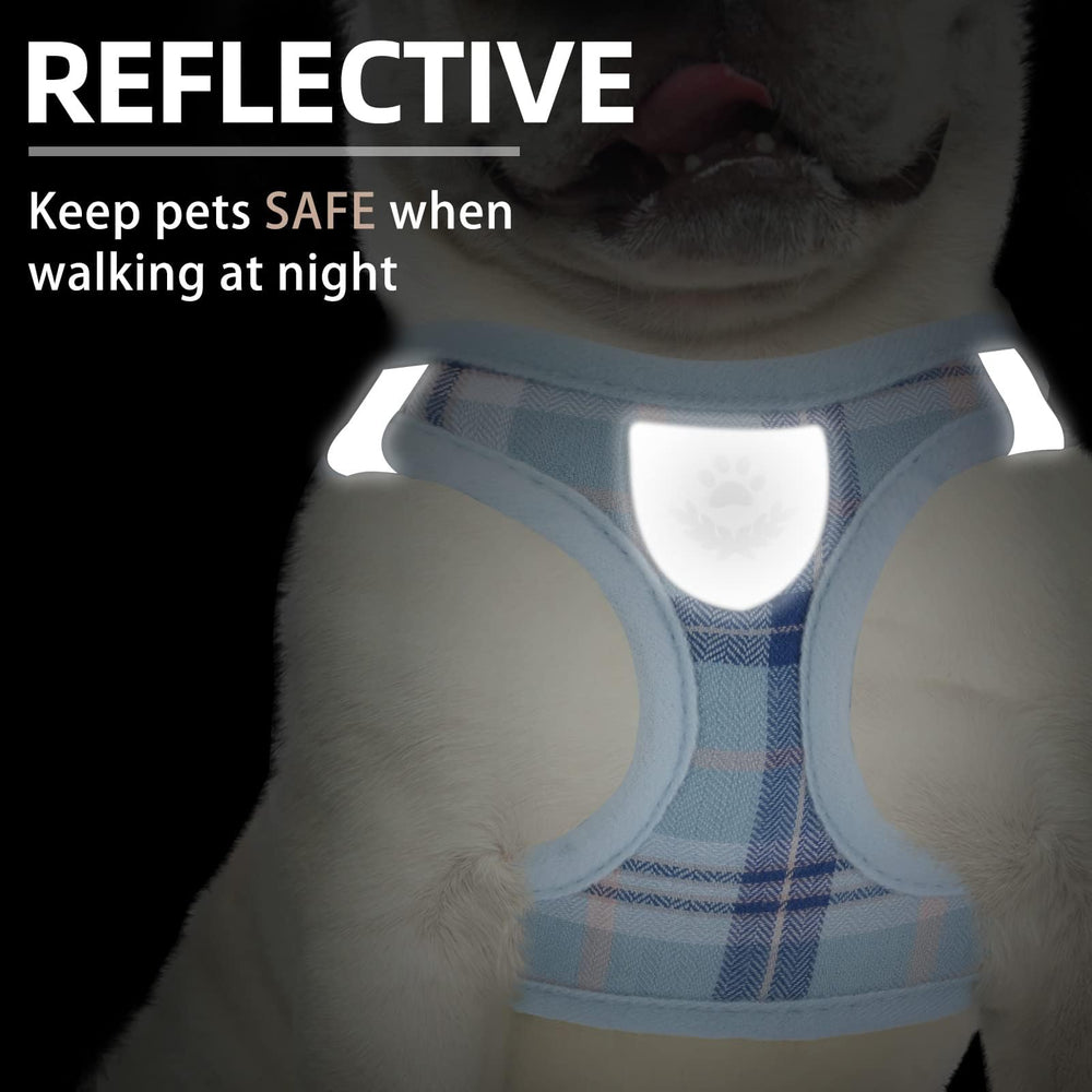 Harnais réfléchissant PUPTECK motif plaid bleu