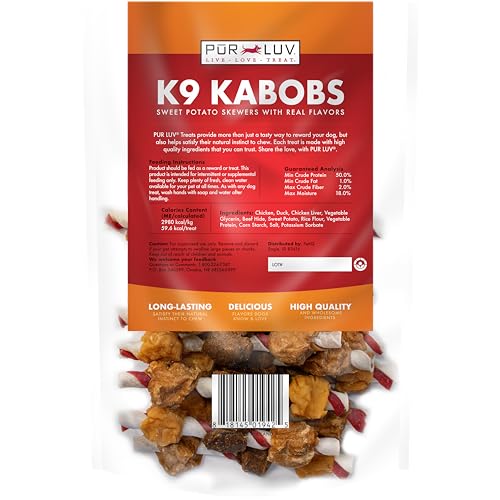 Pur Luv K9 Kabobs foie de poulet et patate douce, goût irrésistible.