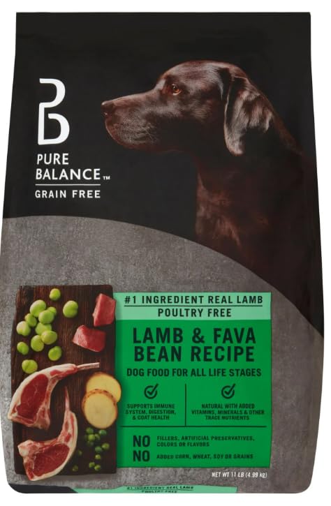 Pure Balance croquettes agneau et haricots fava, sac prêt à nourrir votre chien.