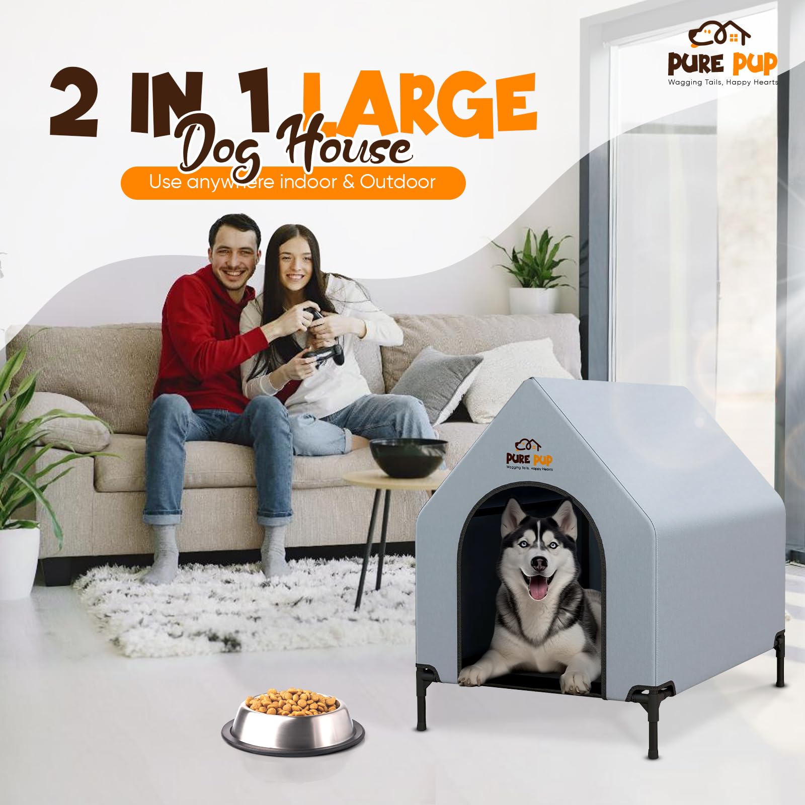 Pure PUP design gris grand adapté pour chiens de taille moyenne