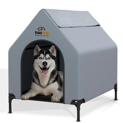 Pure PUP maison extérieure pour chien avec toit canopé, abri durable pour jardin