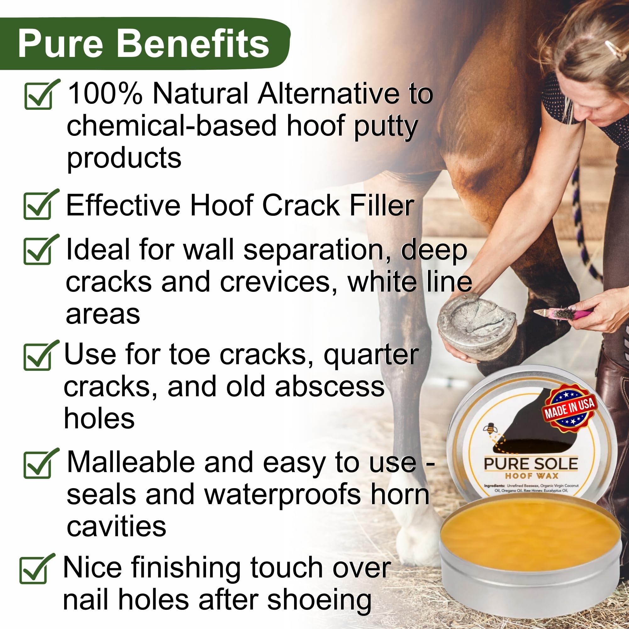 Pure Sole : soin des crevasses du sabot pour plus de solidité.