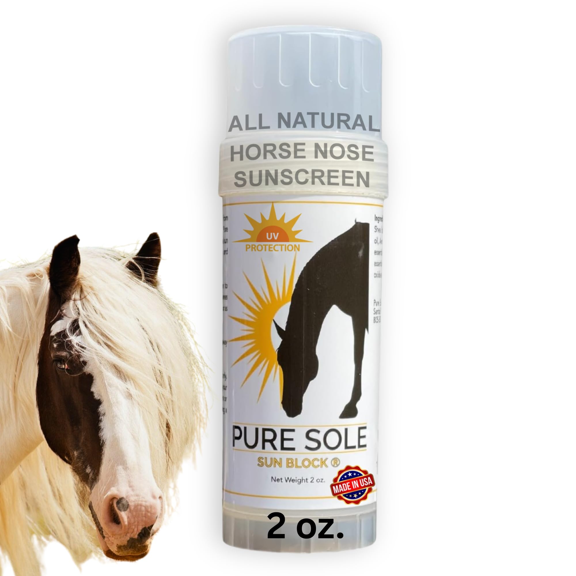 Pure Sole Sun Block Cream pour le nez du cheval, protection peau sensible.