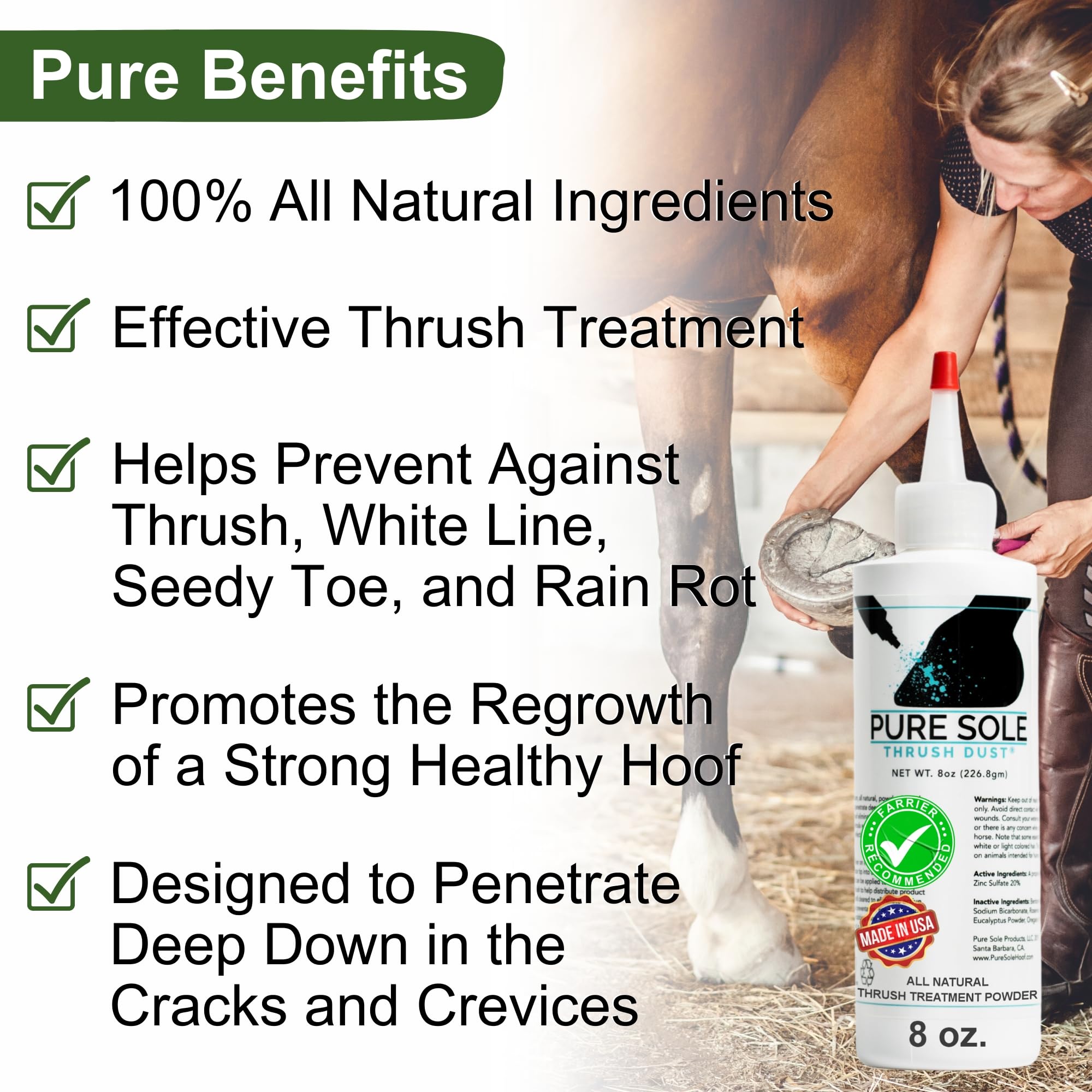 Pure Sole Poudre sabot prévention maladie ligne blanche pour sabots sains