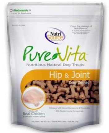 Morceaux de poulet réel dans les friandises Pure Vita, source naturelle de glucosamine.