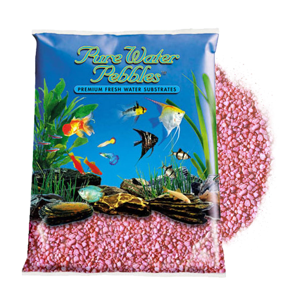 Pure Water Pebbles gravier néon rose pour aquarium, couleur durable et sans danger pour poissons.