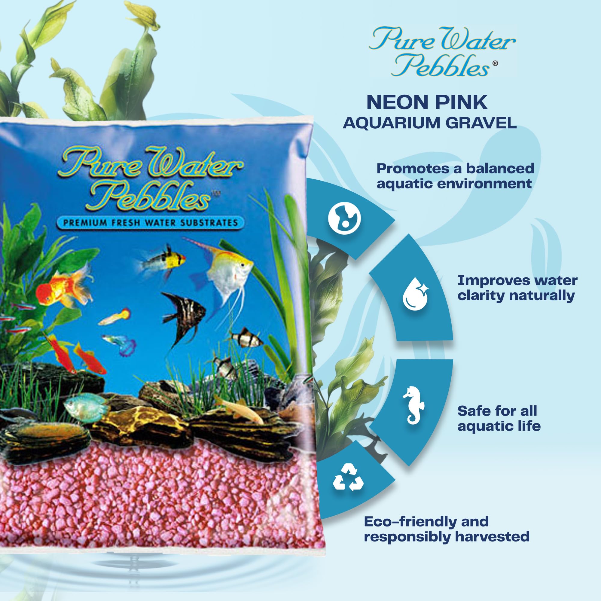 Pure Water Pebbles gravier néon rose pour terrarium, contraste vivant et sûr pour les décorations.