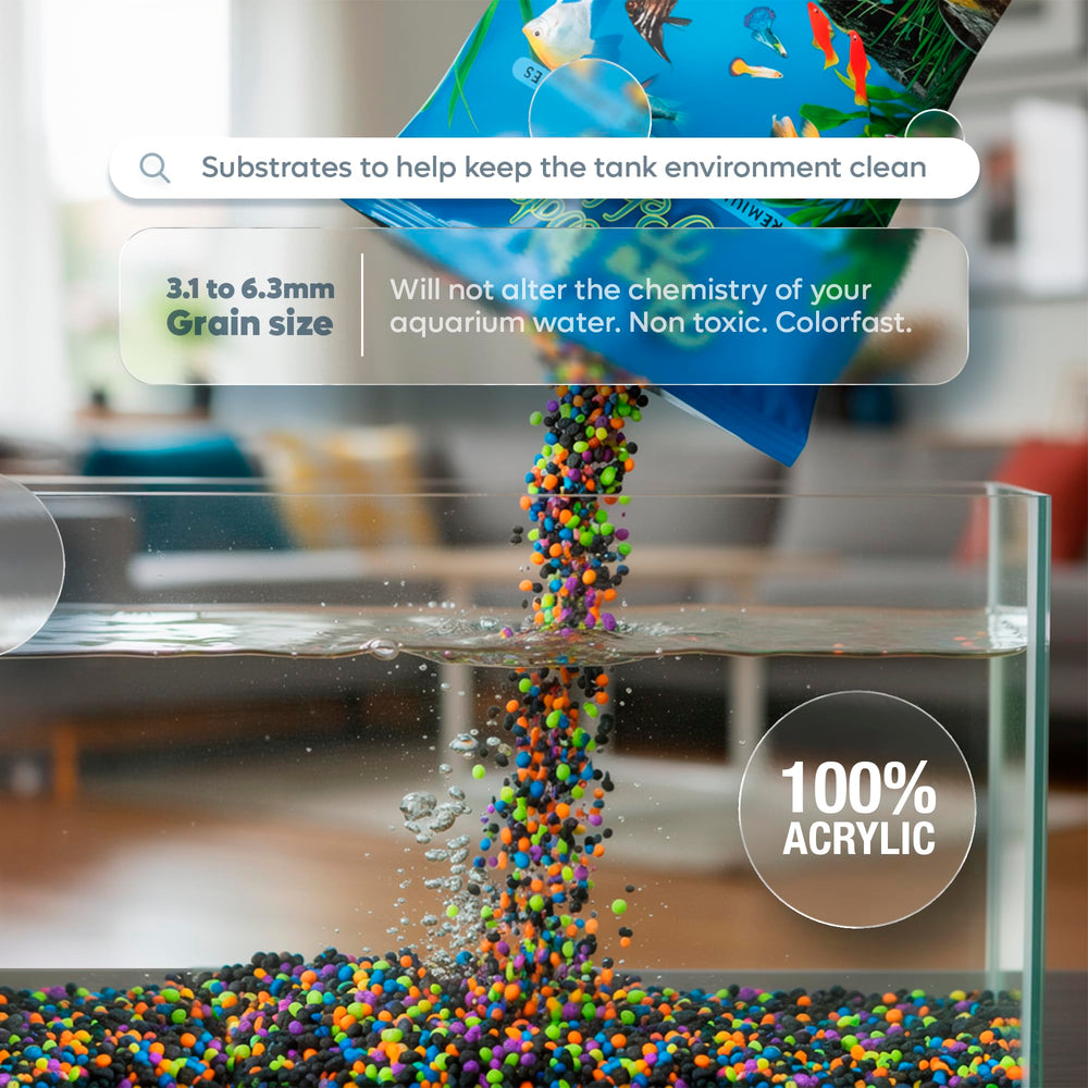 Pure Water Pebbles Lasernite Glo rehaussant des plantes en pot.