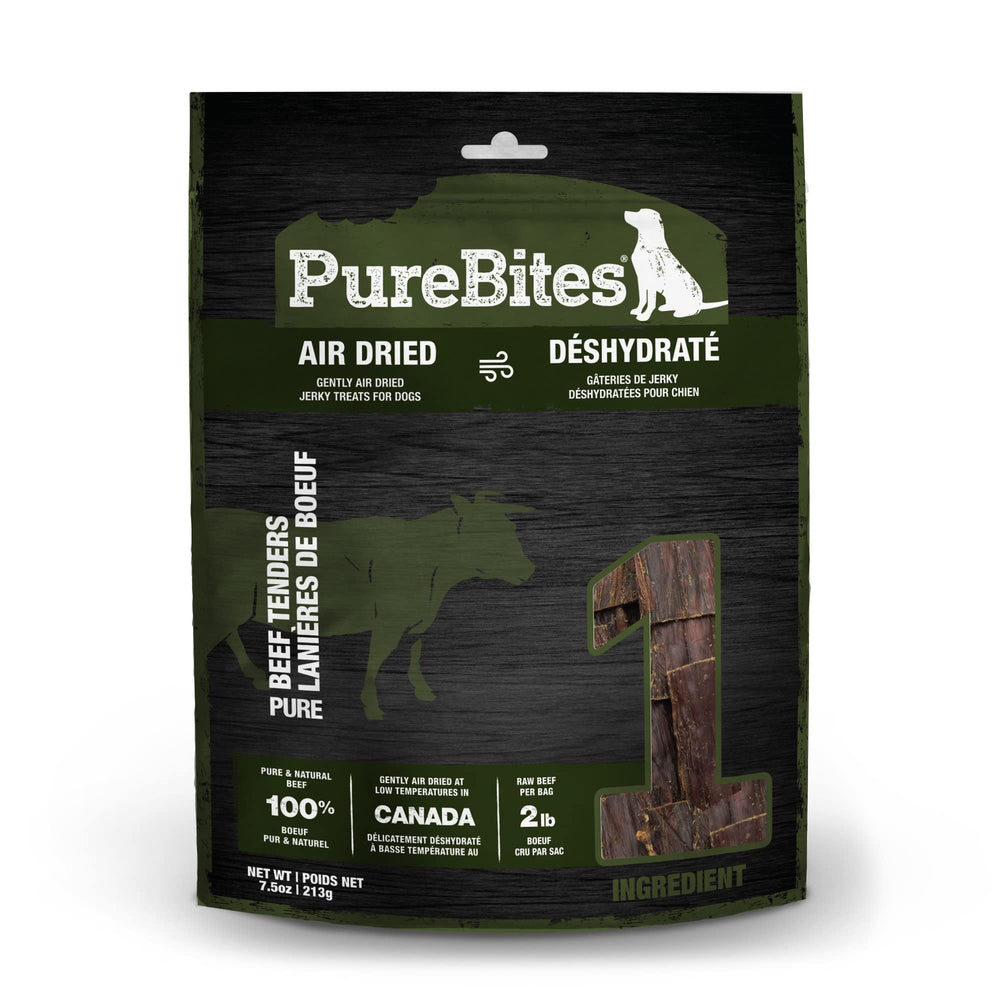 PureBites Boeuf Jerky emballage Canada, friandise pratique et prête à l'emploi.