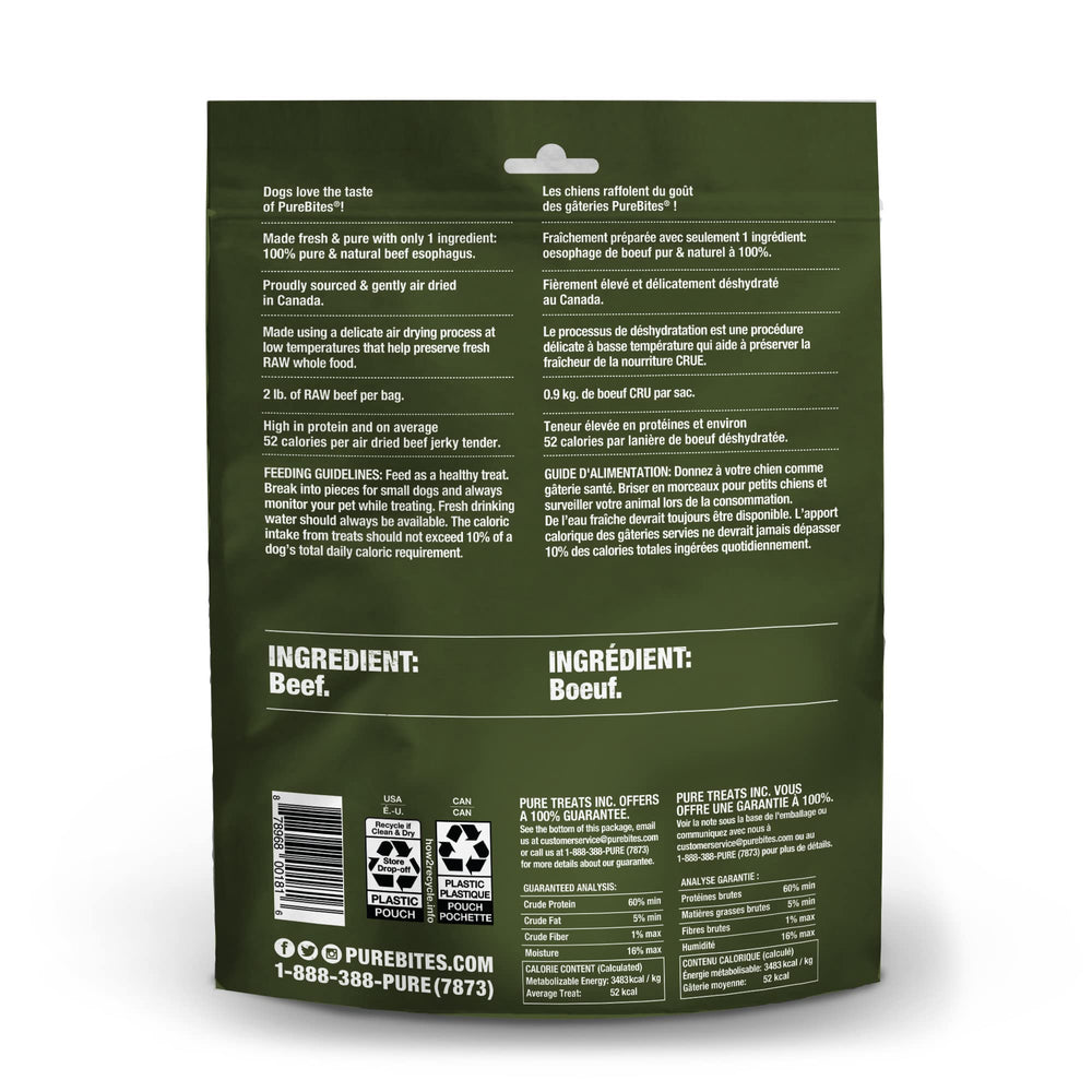 PureBites Boeuf Jerky ingrédient unique, pur et naturel.