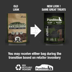 PureBites Boeuf Jerky tranche séchée, texture naturelle et protéines.