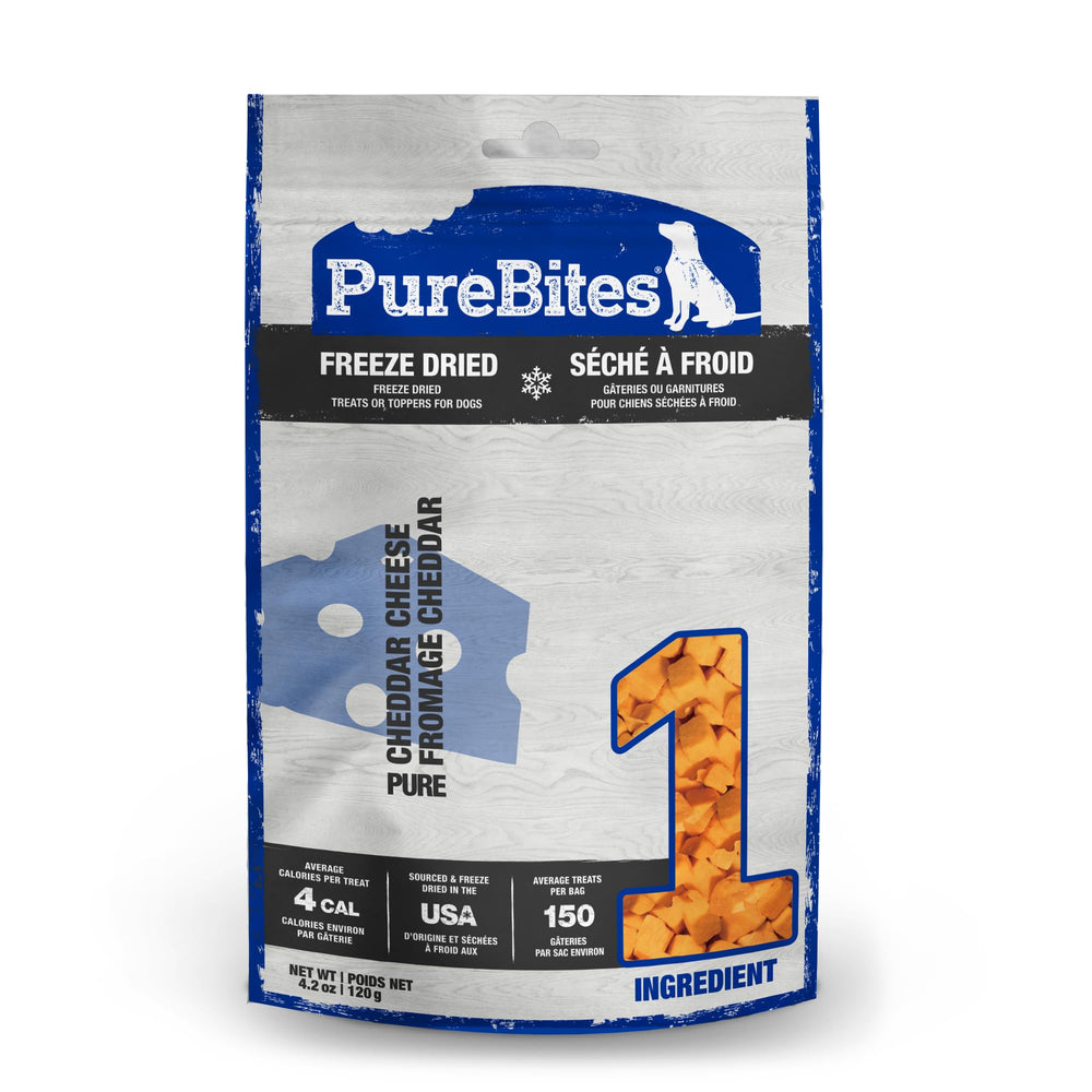 PureBites cheddar: sac de friandises simples et faible calorie, idéal pour récompense.