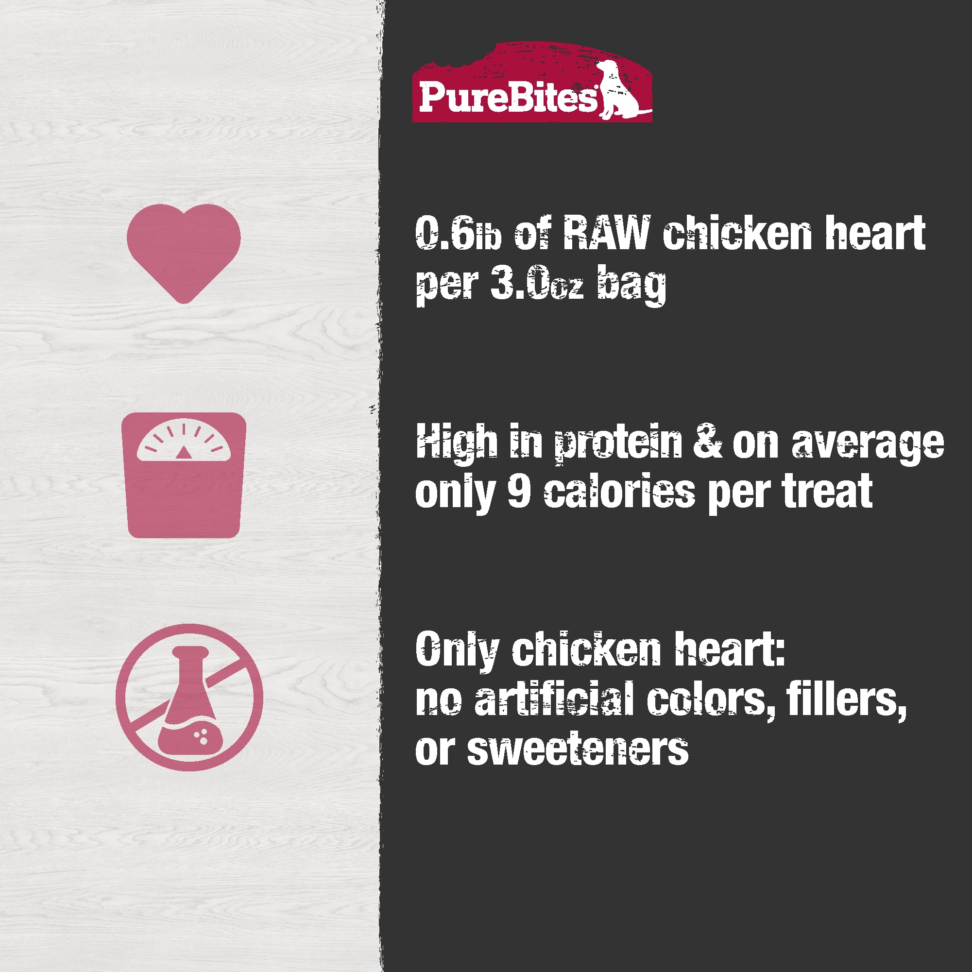 PureBites Coeur de poulet proteine-toppers, topping protéiné pour repas.