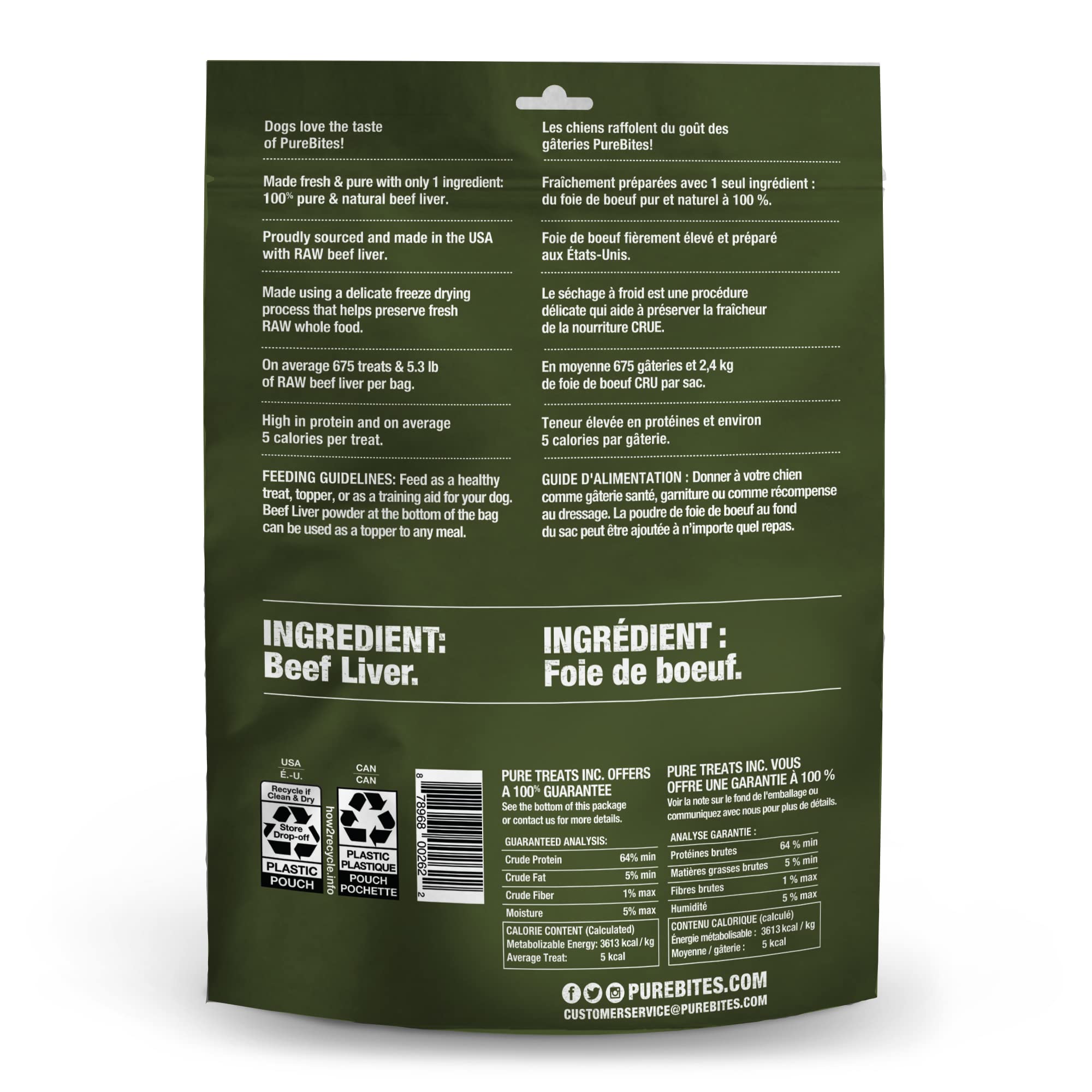 PureBites emballage 26oz — sac recyclable et pratique au quotidien